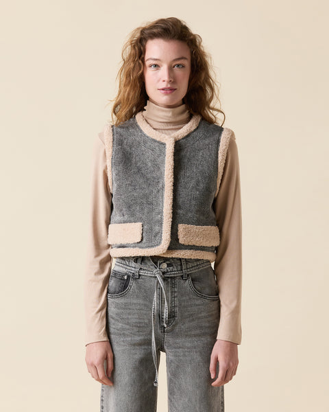 Denim Sherpa Vest