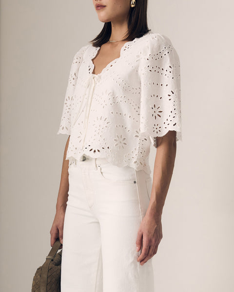Embroidered Eyelet Blouse