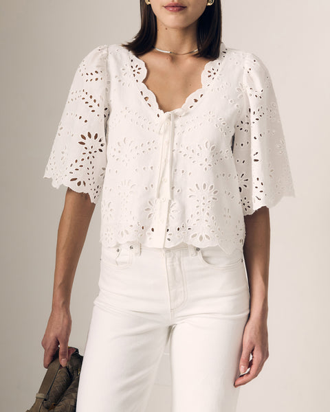 Embroidered Eyelet Blouse
