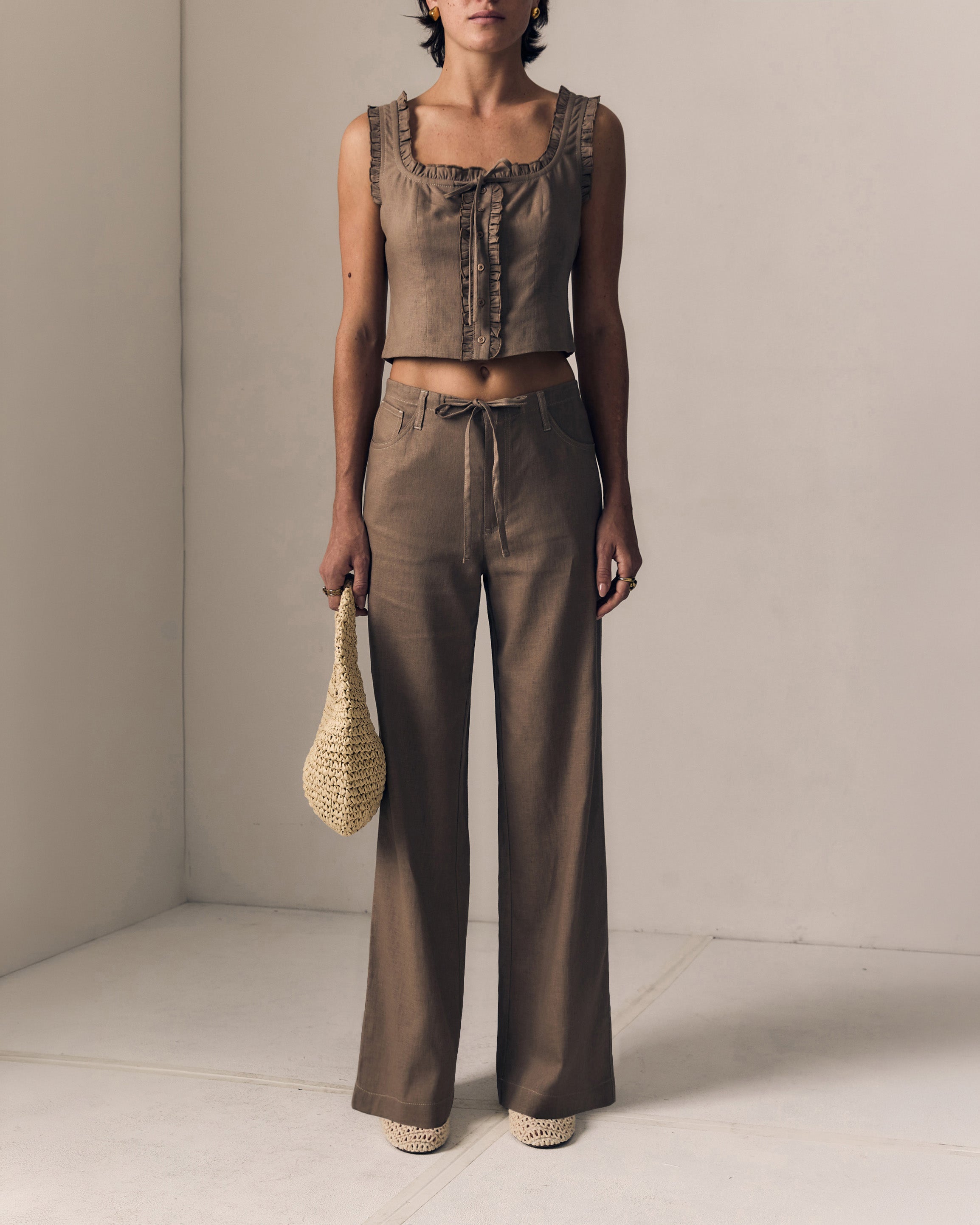 Simone Linen Drawstring Pant – LE JEAN
