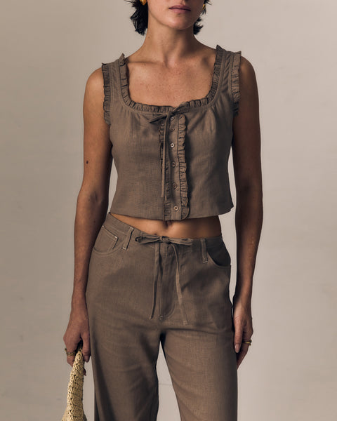 Linen Ruffle Cami