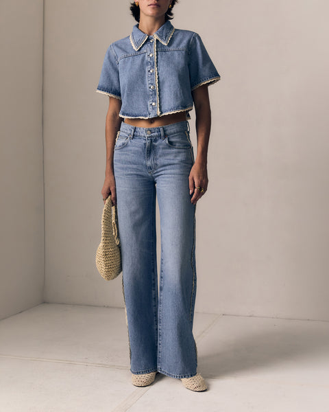 Crochet Trim Column Jean