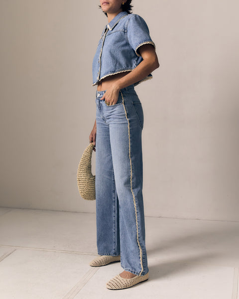 Crochet Trim Column Jean