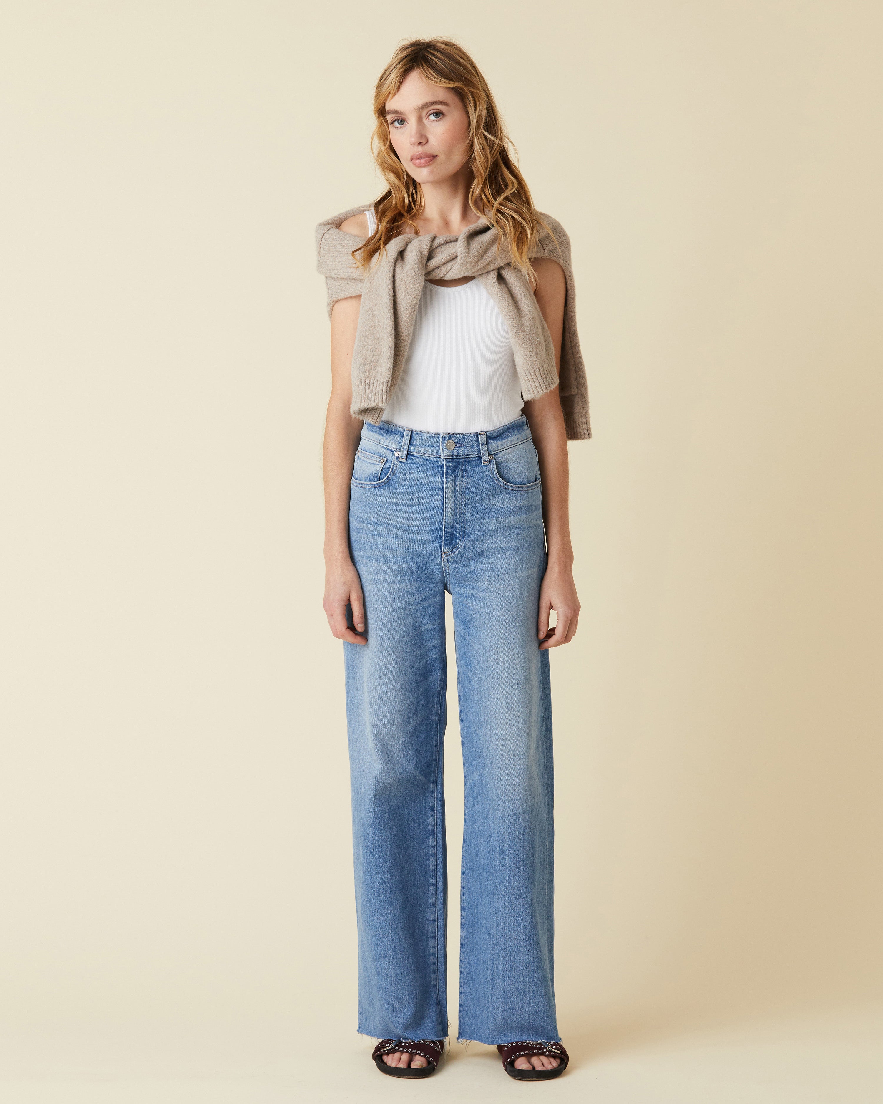 LEMEME ♥ French Wide Pants /追跡付 BACK LINE WIDE LEG PANTS(36 IVORY): BOTTOMSjosemoon