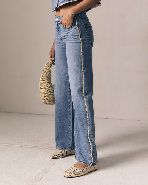 Crochet Trim Column Jean